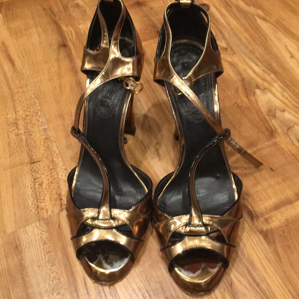 Celine gold leather sandals